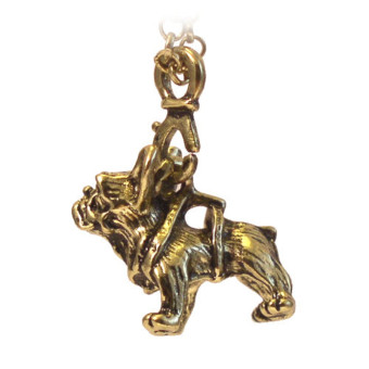 Kaklo papuošalas Prancūzų buldogas su grandinėlė, bronzos spalvos; 22x26mm