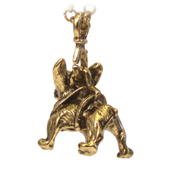 Kaklo papuošalas Prancūzų buldogas su grandinėlė, bronzos spalvos; 22x26mm