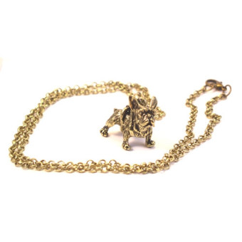 Kaklo papuošalas Prancūzų buldogas su grandinėlė, bronzos spalvos; 22x26mm