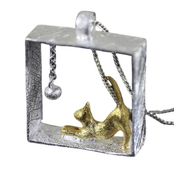 Kaklo papuošalas Square Gold Cat; 23x23mm