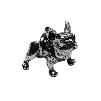 Kaklo papuošalas Prancūzų buldogas su grandinėlė, juodos spalvos, blizgus; 22x26mm