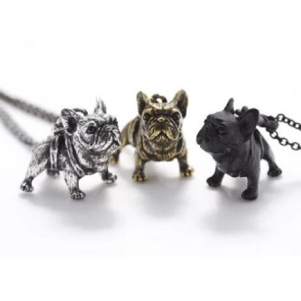 Kaklo papuošalas Prancūzų buldogas su grandinėlė, bronzos spalvos; 22x26mm