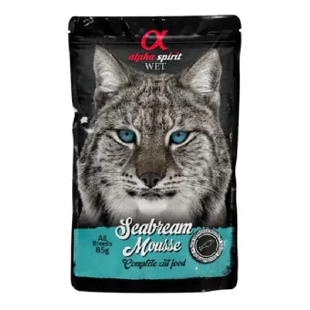 Alpha Spirit Wet Seabrean Mousse konservuotas pašaras katėms, žuvis; 6x85g