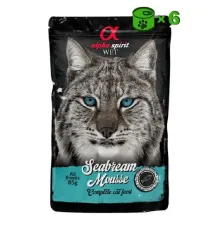 Alpha Spirit Wet Seabrean Mousse konservuotas pašaras katėms, žuvis; 6x85g