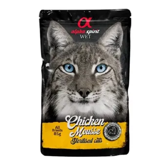 Alpha Spirit Wet Chicken Mousse konservuotas pašaras sterilizuotoms katėms, vištiena; 6x85g