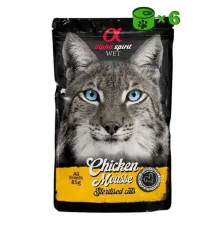 Alpha Spirit Wet Chicken Mousse konservuotas pašaras sterilizuotoms katėms, vištiena; 6x85g