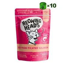 Meowing Heads So Fish Ticated Salmon konservuotas pašaras katėms, vištiena, jautiena, lašiša; 10x100g