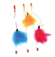 Croci Wand with Feathers lazdelė su plunksnomis žaislas katėms, 3vnt; 46cm