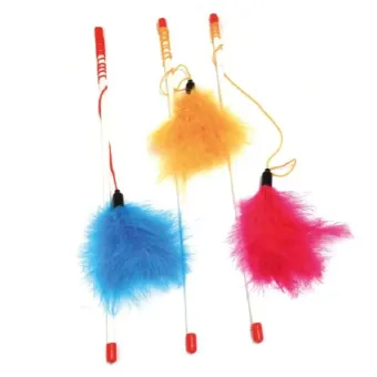Croci Wand with Feathers lazdelė su plunksnomis žaislas katėms, 3vnt; 46cm