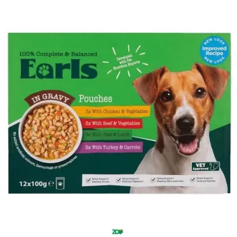Earls Dog Pouches in Gravy Mix konservuotas pašaras suaugusiems šunims, mix; 12x100g
