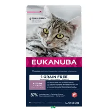 Eukanuba Grain Free Kitten sausas begrūdis pašaras kačiukams, vištiena, lašiša; 2kg, 10kg