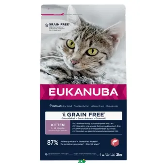 Eukanuba Grain Free Kitten sausas begrūdis pašaras kačiukams, vištiena, lašiša; 2kg, 10kg