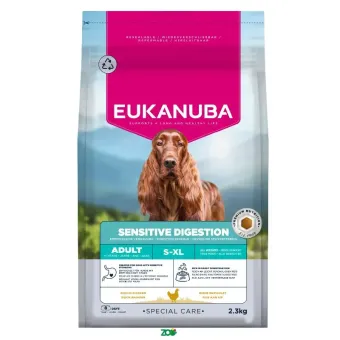 Eukanuba Special Care Sensitive Digestion All Breeds sausas pašaras turintiems jautrų skrandį šunims visų veislų, vištiena; 2.3kg, 12kg