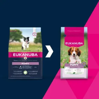 Eukanuba Life Care Puppy S/M Lamb sausas pašaras šuniukams mažo ir vidutinio dydžio, ėriena ir ryžiai; 3kg, 12kg