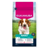 Eukanuba Adult S/M Breeds Salmon sausas pašaras suaugusiems šunims mažo ir vidutinio dydžio veislų, miežiai, lašiša; 2.5kg, 12kg
