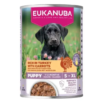 Eukanuba Life Care Puppy Turkey konservuotas pašaras jauniems šuniukams, kalakutiena ir morkos; 400g Eukanuba Life Care Puppy Turkey konservuotas pašaras jauniems šuniukams, kalakutiena ir morkos; 400g