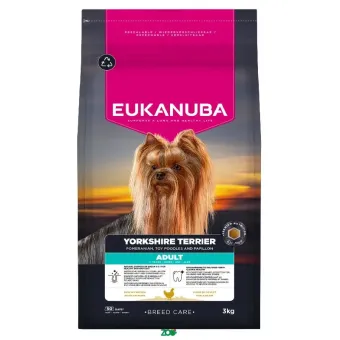 Eukanuba Breed Care Yorkshire Terrier Chicken sausas pašaras suaugusiems Jorkšyro terjerams, vištiena; 3kg