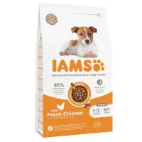 Iams Puppy & Junior S/M Breeds Chicken sausas pašaras šuniukams mažo ir vidutinio dydžio, vištiena; 3kg, 12kg