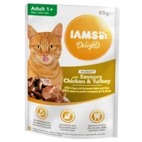 Iams Delights Cat Chicken & Turkey Gravy konservuotas pašaras katėms, vištiena, kalakutiena; 85g