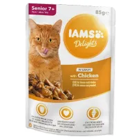 Iams Delights Senior Cat Chicken Gravy konservuotas pašaras senyvoms katėms, vištiena; 85g