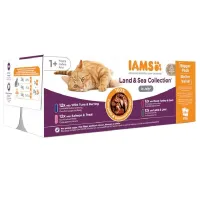 Iams Delights Cat Land & Sea Collection Jelly konservuotas pašaras katėms, rinkinys; 48x85g