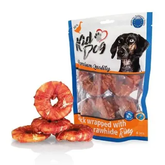 Kiddog Duck Ring odos spurga 9cm su antiena, skanėstai šunims; 4vnt Kiddog Duck Ring odos spurga 9cm su antiena, skanėstai šunims; 4vnt