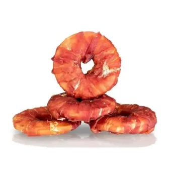 Kiddog Duck Ring odos spurga 9cm su antiena, skanėstai šunims; 4vnt Kiddog Duck Ring odos spurga 9cm su antiena, skanėstai šunims; 4vnt