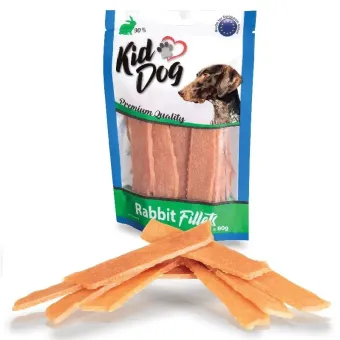 Kiddog Rabbit Fillets triušienos juostelės, skanėstai šunims; 500g Kiddog Rabbit Fillets triušienos juostelės, skanėstai šunims; 500g