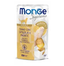 Monge Supreme Cat Wet Tuna with seabass and potatoes konservuotas pašaras katėms, tunas, ešeris, bulvės; 80g