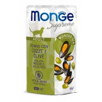 Monge Supreme Cat Wet Tuna with mussels and olives konservuotas pašaras katėms, tunas, midijos, alyvuogės; 80g