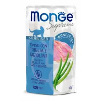 Monge Supreme Cat Wet Tuna with mullet and green beans konservuotas pašaras sterilizuotoms katėms, tunas, kefalė, pupelės; 80g