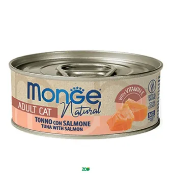 Monge Wet Cat Cans Yellowfin tuna with Salmon konservuotas pašaras katėms, tunas, lašiša; 80g