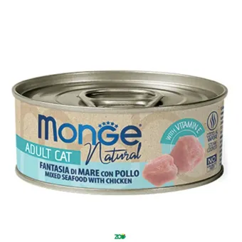 Monge Wet Cat Cans Seafood mixed with chicken konservuotas pašaras katėms, vištiena, jūros gerybės; 80g