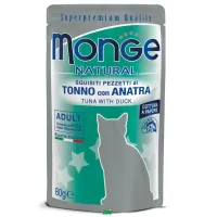 Monge Natural Cat Wet Pouches Tuna with Duck konservuotas pašaras katėms, tunas, antiena; 80g