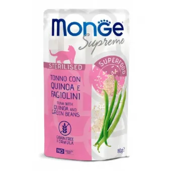 Monge Supreme Cat Wet Tuna with quinoa and green beans konservuotas pašaras sterilizuotoms katėms, tunas, balanda, pupelės; 80g