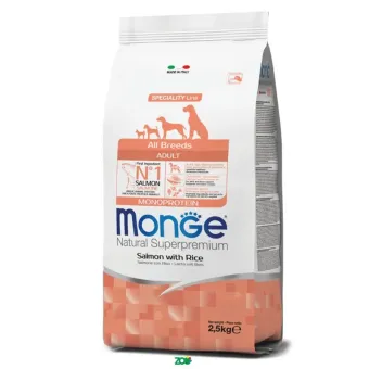 Monge Adult All Breeds Salmon&Rice sausas pašaras šunims, antiena, ryžiai; 2.5kg, 12kg