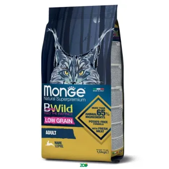 Monge Bwild Cat Adult Hare sausas pašaras katėms, kiškiena; 1.5kg, 10kg