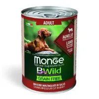 Monge BWild Adult Lamb konservuotas begrūdis pašaras šunims, ėriena; 400g