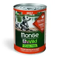 Monge BWild Adult Turkey konservuotas begrūdis pašaras šunims, kalakutiena; 400g