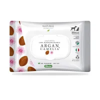 Natural Derma Pet Derbe Salviette Argan drėgnos servetėlės šunims ir katėms, argano ir kamelijų aliejus; 35vnt