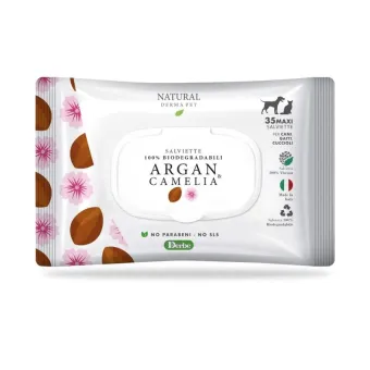 Natural Derma Pet Derbe Salviette Argan drėgnos servetėlės šunims ir katėms, argano ir kamelijų aliejus; 35vnt Natural Derma Pet Derbe Salviette Argan drėgnos servetėlės šunims ir katėms, argano ir kamelijų aliejus; 35vnt