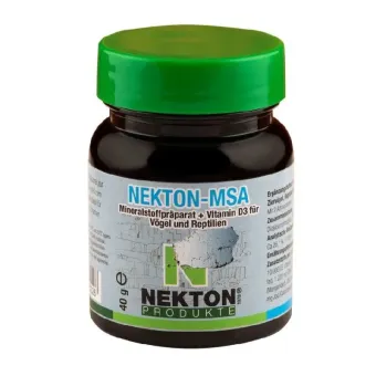Nekton MSA pašaro papildas su mineralais paukščiams, ropliams ir varliagyviams; 40g, 80g, 180g, 400g, 850g