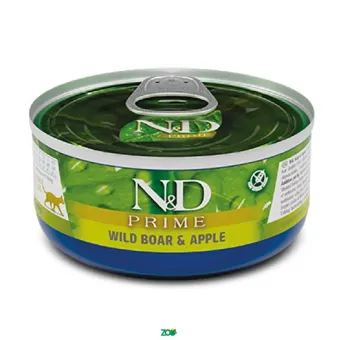 N&D Prime Cat Wet Wild Boar&Apple konservuotas pašaras katėms, šerniena; 70g