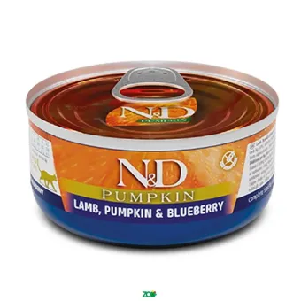 N&D Pumpkin Cat Wet Lamb Pumpkin&Blueberry konservuotas pašaras katėms, ėriena; 70g