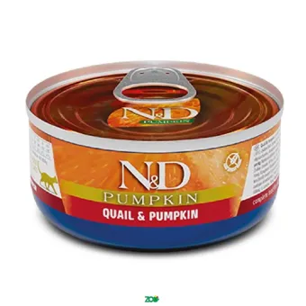 N&D Pumpkin Cat Wet Quail&Pumpkin konservuotas pašaras katėms, putpelės; 70g