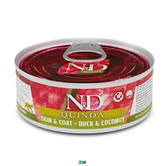 N&D Quinoa Cat Wet Duck&Coconut konservuotas dietinis pašaras alergiškoms katėms, antiena; 80g