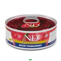 N&D Quinoa Cat Wet Weight Management konservuotas dietinis pašaras katėms, svorio kontrolei, ėriena; 80g
