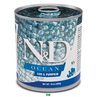 N&D Ocean Dog Wet Cod&Pumpkin konservuotas pašaras suaugusiems šunims, menkė; 140g, 285g