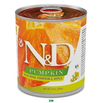 N&D Pumpkin Dog Wet Wild Boar Pumpkin&Apple konservuotas pašaras suaugusiems šunims, šerniena; 140g, 285g