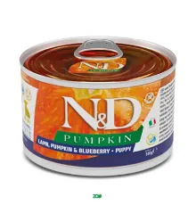 N&D Pumpkin Puppy Wet Lamb Pumpkin&Blueberry konservuotas pašaras šuniukams, ėriena; 140g
